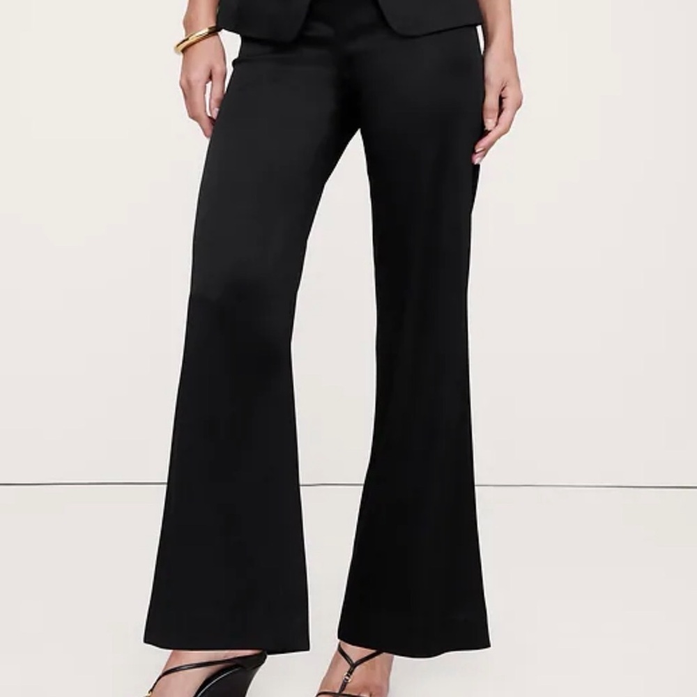Banana Republic Silk Black Flare Pants NWT